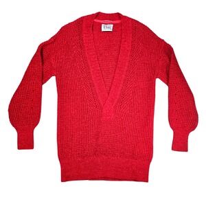 Scotch Soda V Neck Sweater Womens Small Red Knit Mohair Wool Blend